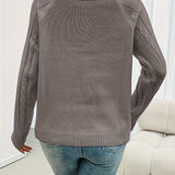 Cable Knit Sweater with Button Trim