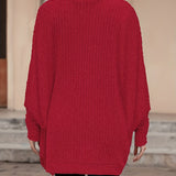 Open-Front Cardigan with Batwing Sleeves and Ribbed Knit