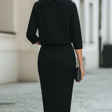 Pencil Skirt and Boat Neck Top Two-Piece Set