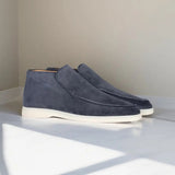 Suede High-Top Loafers with Stitched Moc Toe
