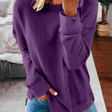 Oversized Sweatshirt with Side Slits and Curved Hem