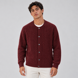 Ribbed Cable Knit Cardigan with Button Front