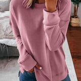Oversized Sweatshirt with Side Slits and Curved Hem