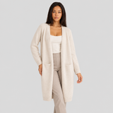 Long Open Front Cardigan with Patch Pockets for Everyday Casual Wear