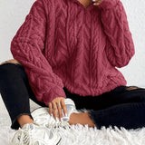 Quarter-Zip Fleece Pullover with Stand Collar and Long Sleeves