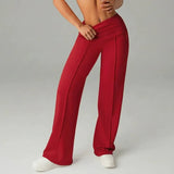 Women's Wide Leg Pants with High Waist and Front Seam Detail for Everyday Wear