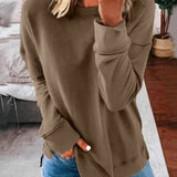Oversized Sweatshirt with Side Slits and Curved Hem