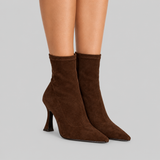 Suede Pointed Toe Ankle Boots with Stiletto Heel