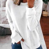 Oversized Sweatshirt with Side Slits and Curved Hem
