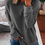 Oversized Sweatshirt with Side Slits and Curved Hem