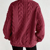 Quarter-Zip Fleece Pullover with Stand Collar and Long Sleeves