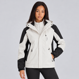 Women's Winter Jacket with Hood and Colour Block Design