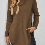 Long Sweater with Side Slits and Long Sleeves