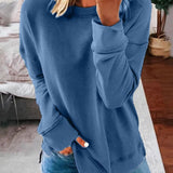 Oversized Sweatshirt with Side Slits and Curved Hem