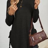 Long Sweater with Side Slits and Long Sleeves