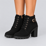 Women's Ankle Boots with Block Heel and Lace-Up Front for Everyday Wear