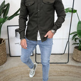 Overshirt Jacket with Button Front and Chest Pocket