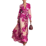 Floral Wrap Maxi Dress with Tie Waist