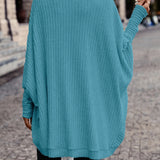 Open-Front Cardigan with Batwing Sleeves and Ribbed Knit