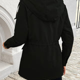 Parka Jacket with Sherpa Fleece Hood and Drawstring Waist