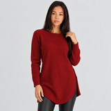 Long Sweater with Side Slits and Long Sleeves