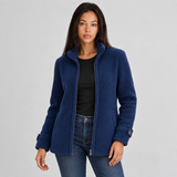 Textured Fleece Zip-Up Jacket with Side Pockets