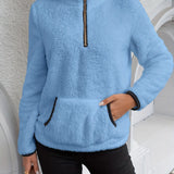 Quarter-Zip Fleece Sweatshirt with Front Pocket