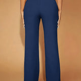 Fitted Flare Pants with High Waist and Front Seam