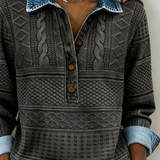 Polo Collar Half-Button Sweatshirt