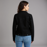 Cropped Denim Jacket with Button Front