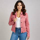 Cropped Denim Jacket with Button Front