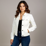 Cropped Denim Jacket with Button Front