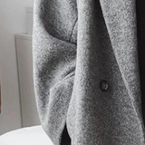 Double-Breasted Longline Wool Coat with Lapel Collar