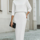 Pencil Skirt and Boat Neck Top Two-Piece Set