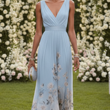 Floral V-Neck Sleeveless Maxi Dress