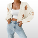 Cropped Open-Front Chunky Knit Cardigan
