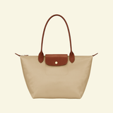 Nylon Tote Bag with Long Shoulder Straps and Snap Button