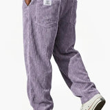 Corduroy Wide-Leg Pants with Patch Pockets