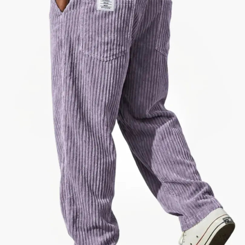 Corduroy Wide-Leg Pants with Patch Pockets