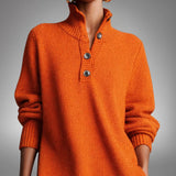 Oversized Knit Polo Midi Dress with High Neck