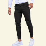 Slim Fit Trousers with Side Pockets and Tapered Leg