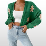 Cropped Open-Front Chunky Knit Cardigan