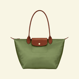 Nylon Tote Bag with Long Shoulder Straps and Snap Button