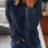 Oversized Sweatshirt with Side Slits and Curved Hem