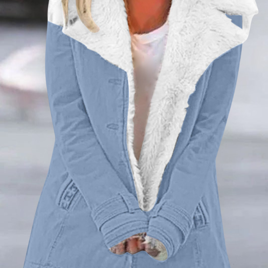 Women's Winter Coat with Faux Fur-Look Collar and Button Front for Everyday Wear