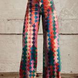 Geometric Print Wide-Leg Pants with High Waist