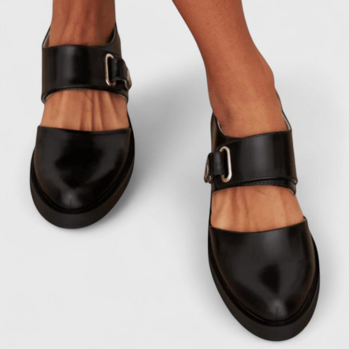 Valyra | Open Strap Loafers Women Slip-On Buckle Comfort Flats