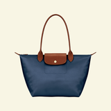Nylon Tote Bag with Long Shoulder Straps and Snap Button
