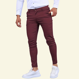 Slim Fit Trousers with Side Pockets and Tapered Leg
