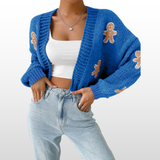 Cropped Open-Front Chunky Knit Cardigan
